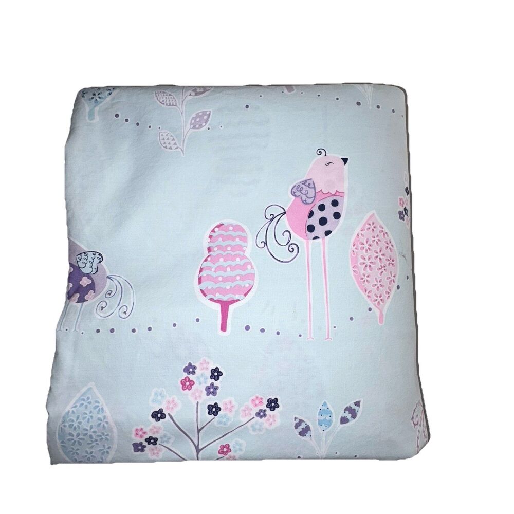 Pottery Barn Kids Birdie Duvet Cover Full/Queen Organic Cotton Blue & Pink